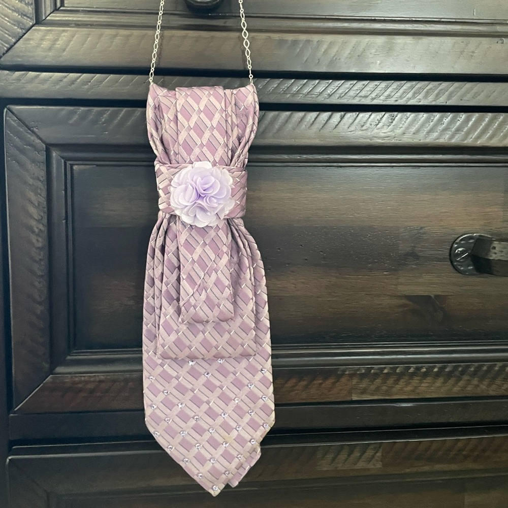 *NEW* Ladies Custom Neck-tie design. Lilac color with sparkling jewels.